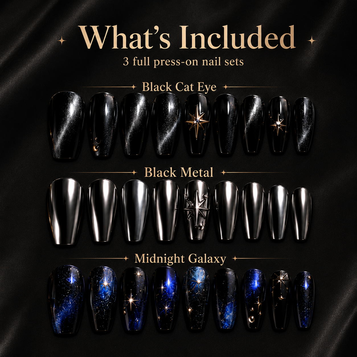 Black Oval Short press-on nails by Lirenail - side view