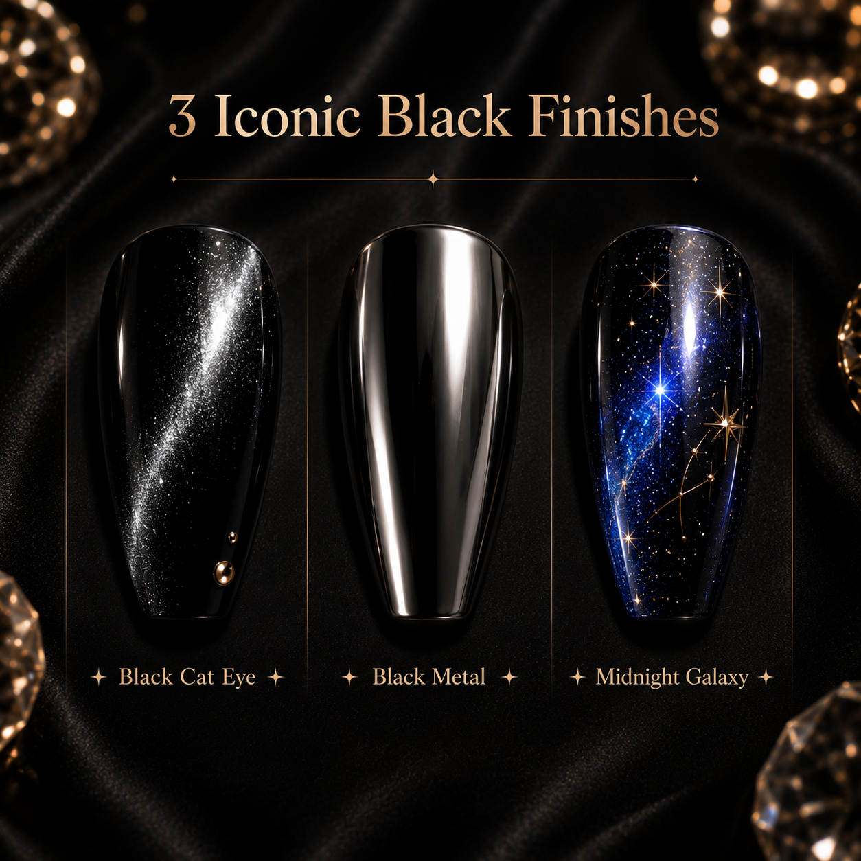 Black Oval Short press-on nails by Lirenail - package