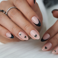 Noir Cupid short almond press-on nails