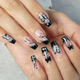 Noir Papillon M Coffin press-on nails product view