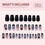 Noir Papillon M Coffin press-on nails product view