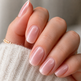 Nude Blush Cat Eye medium oval cat-eye nail detail