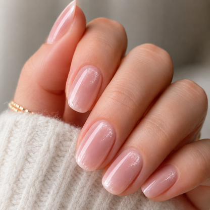 Nude Blush Cat Eye medium oval cat-eye nail detail