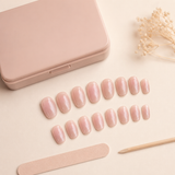 Nude Blush Cat Eye medium oval press-on nails from the side