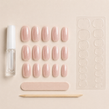 Nude Blush Cat Eye medium oval press-on nail size guide
