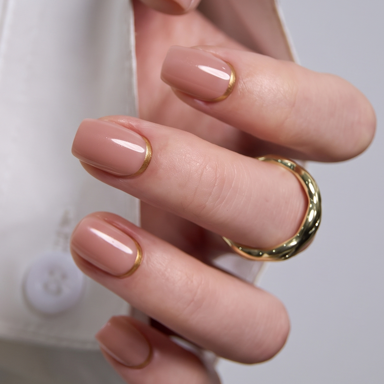 Nude Halo S Squoval short squoval press-on nails