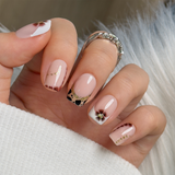 Nude Leopard short squoval press-on nails