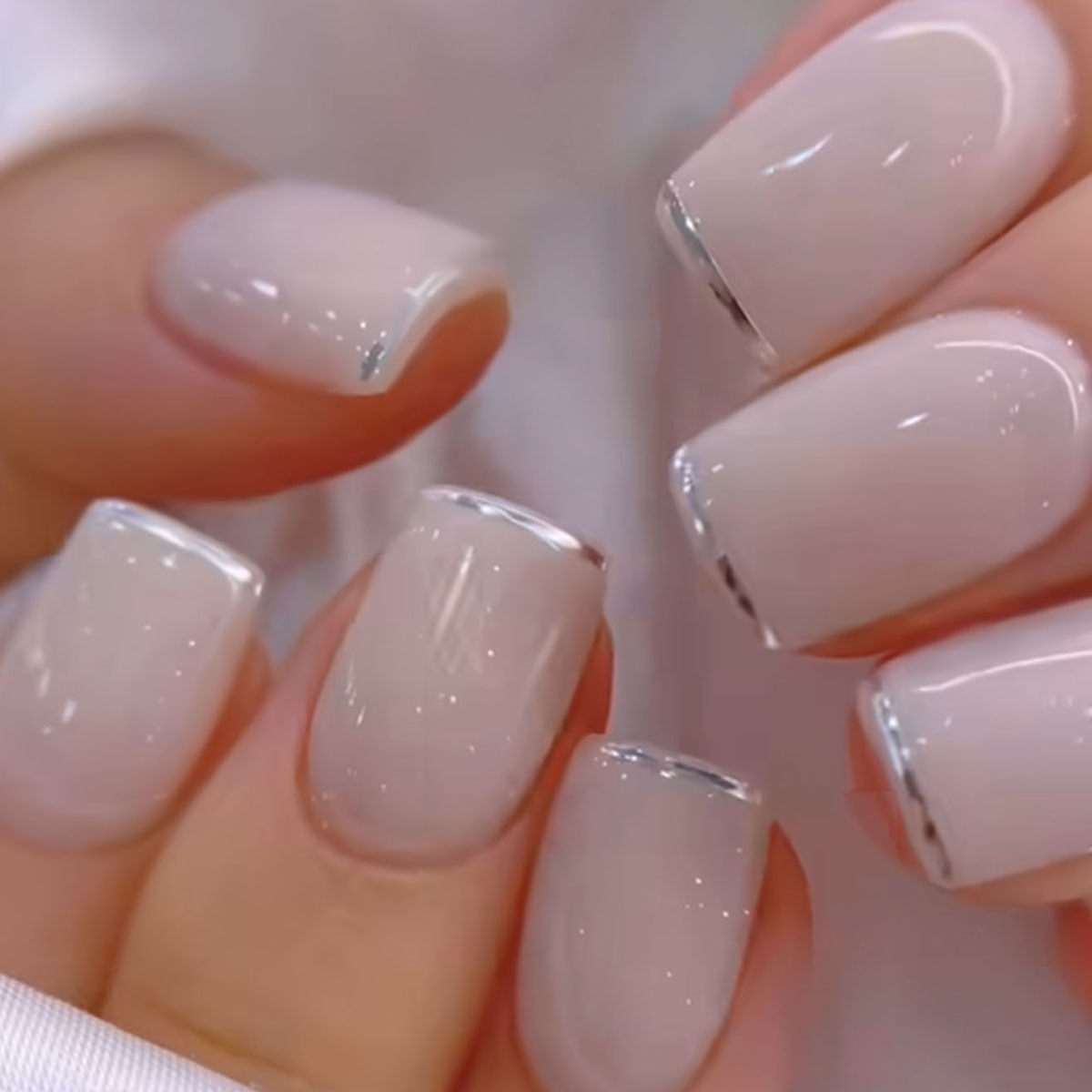Nude Pink short squoval press-on nails