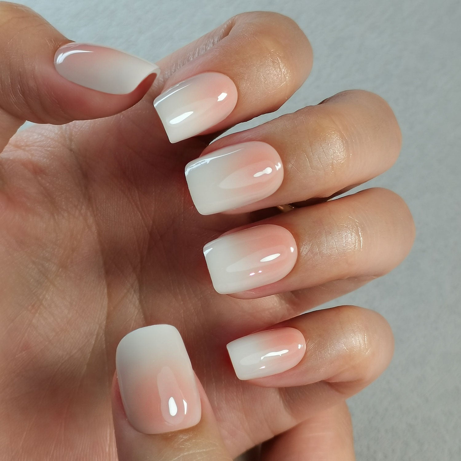 Nude Pink short squoval Ver 2 nail detail