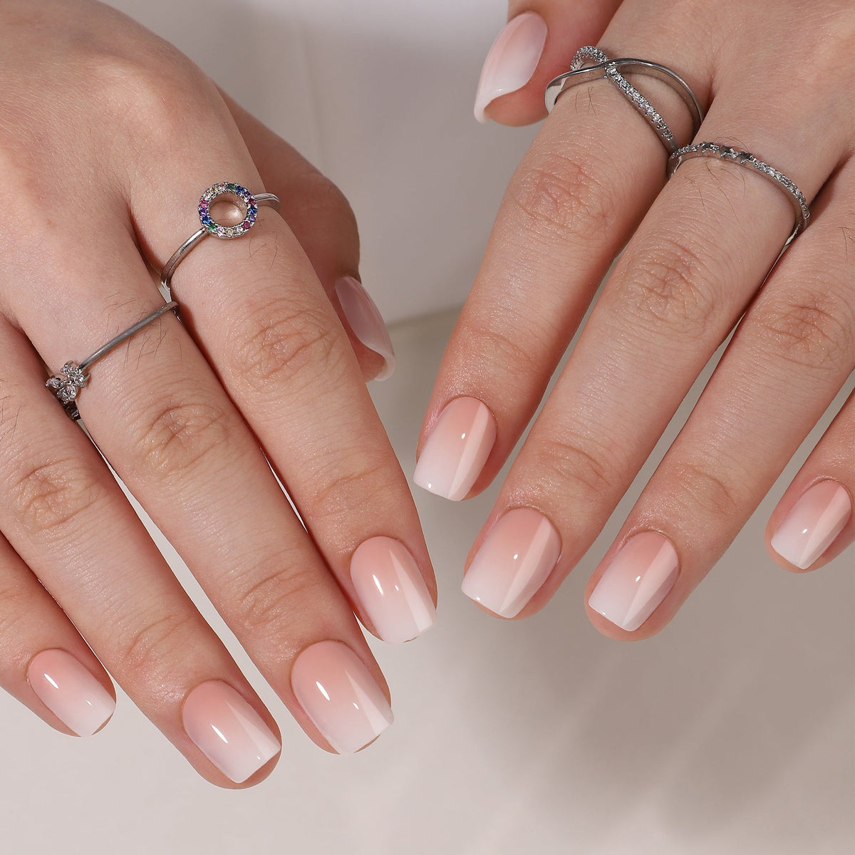 Nude Pink short squoval Ver 2 press-on nail set with accessories