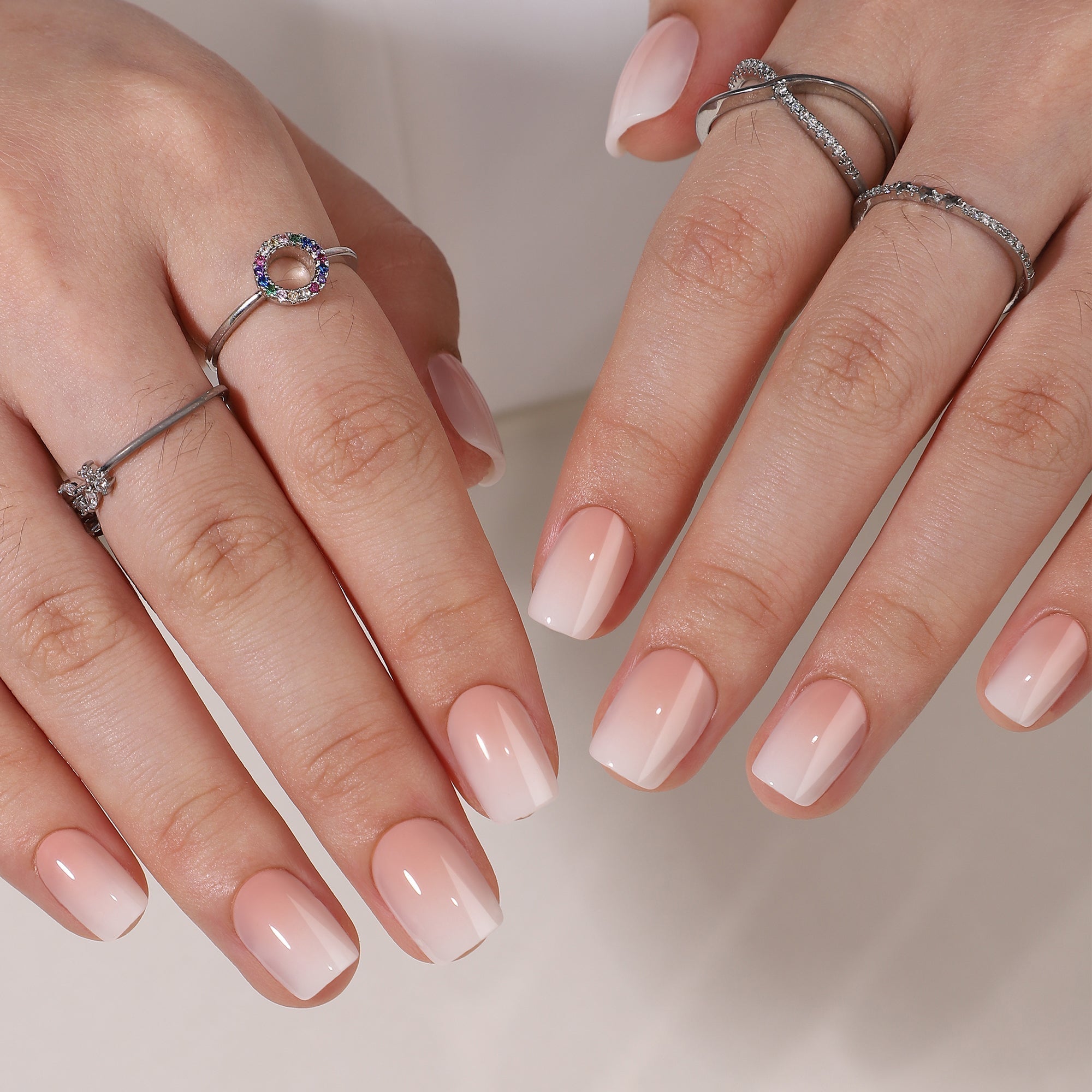 Nude Pink short squoval Ver 2 press-on nail set with accessories