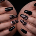 Obsidian Rose M Coffin medium coffin press-on nails