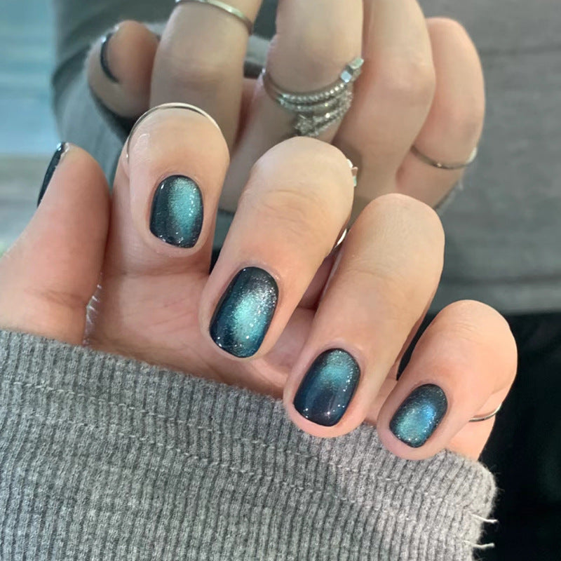 Ocean Beam Glow short squoval press-on nail set with accessories