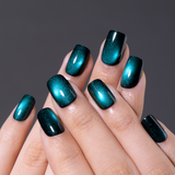 Ocean Beam Glow short squoval press-on nails