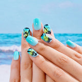 Ocean Palm short squoval press-on nails product view