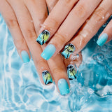 Ocean Palm short squoval press-on nails product view