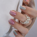 Opal Glow S Squoval short squoval press-on nails