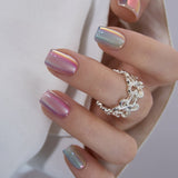 Opal Glow S Squoval short squoval press-on nails