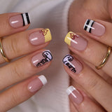 Paris Script S Squoval squoval press-on nails