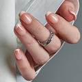 Pastel French medium squoval press-on nails