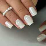Pearl Drizzle short squoval nail detail