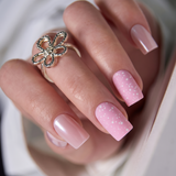 Pearl Flurry - M Squoval medium squoval press-on nails