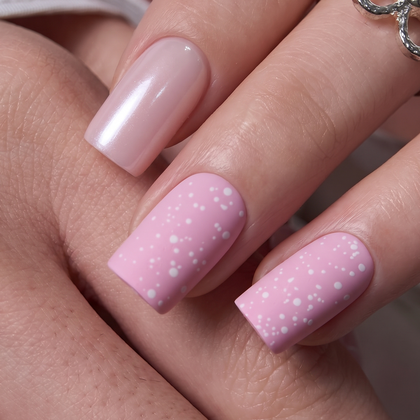 Pearl Flurry - M Squoval medium squoval press-on nails
