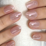 Pearl Pink Chic short oval press-on nails