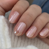Pearl Pink Chic short oval press-on nails from the side