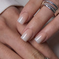 Pink And White short square press-on nails