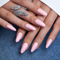 Pink Aura L stiletto press-on nails