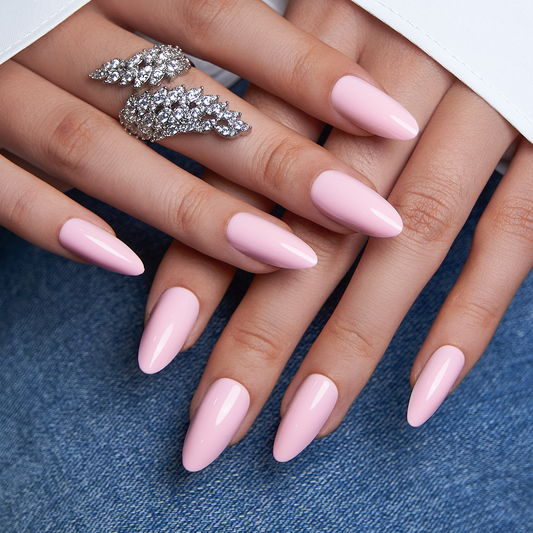 Pink Aura L stiletto press-on nails