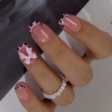 Pink Safari short squoval nail detail