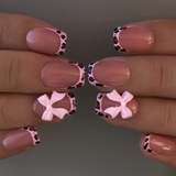 Pink Safari short squoval press-on nail set with accessories