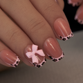 Pink Safari short squoval press-on nails