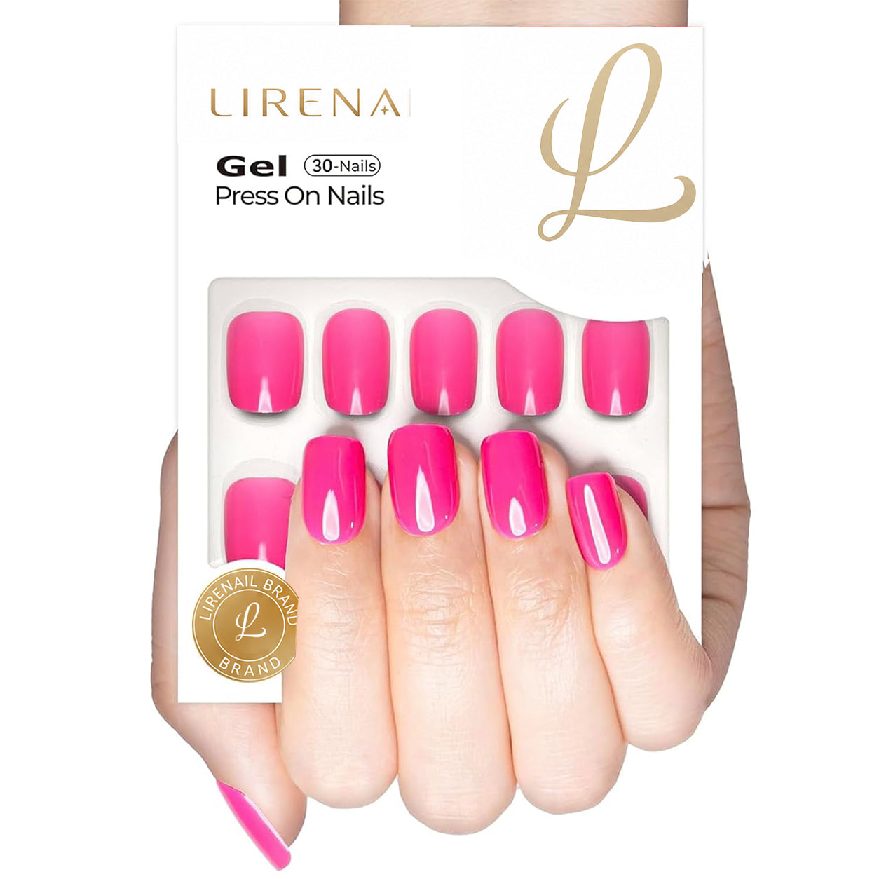 Pink Story short squoval soft gel press-on nails