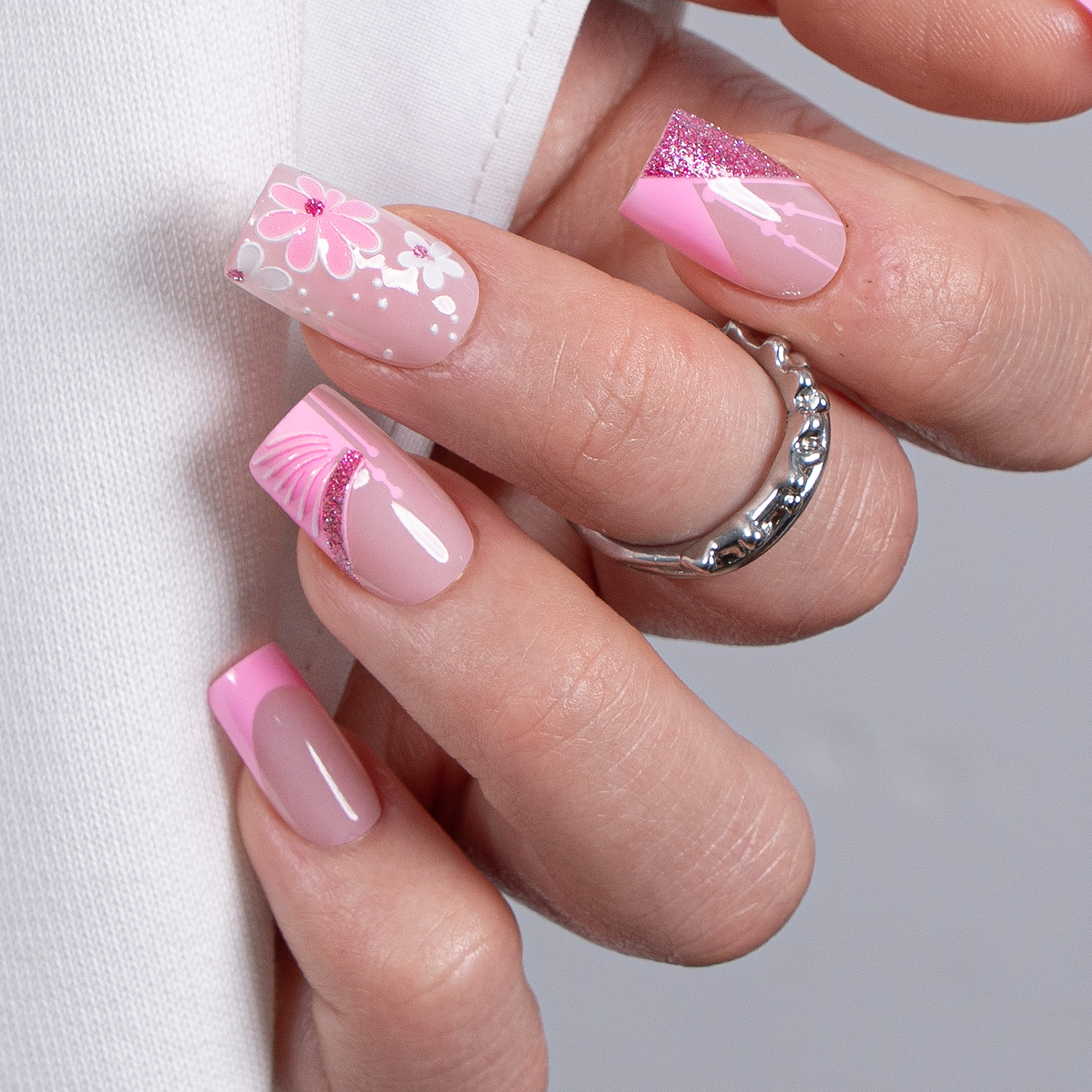 Pink Symphony M Squoval squoval press-on nails