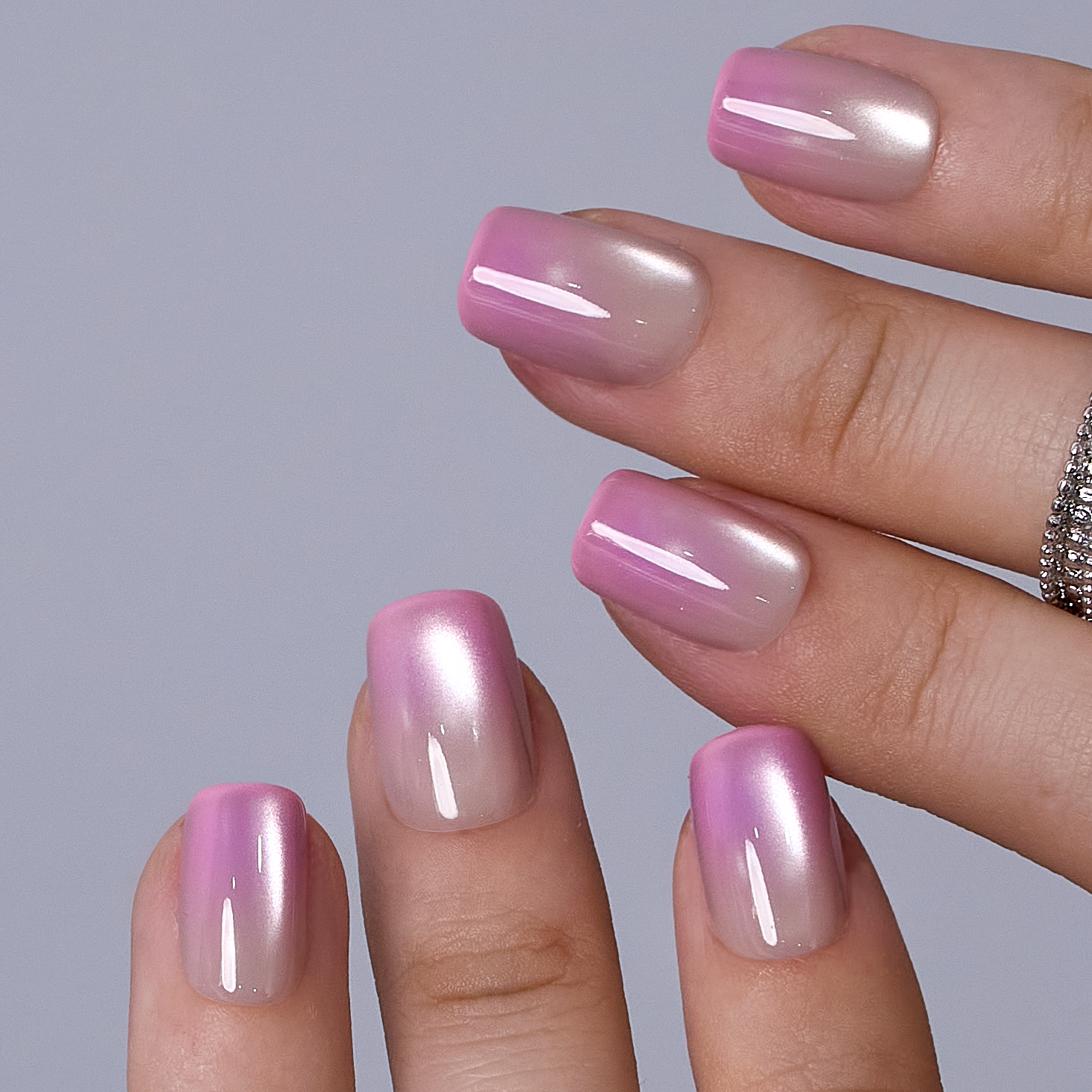 Pink Veil S Squoval squoval press-on nails