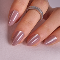 Pink Velvet Mist short almond press-on nails