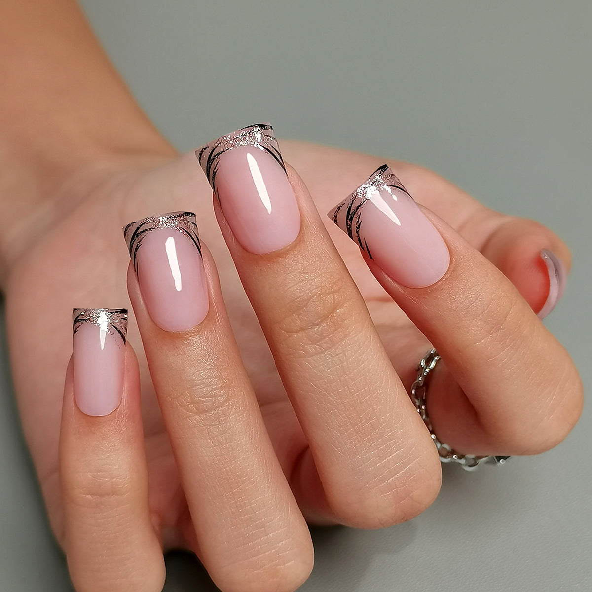 Pink Zebra Chic M Duckbill press-on nails