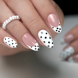 Playful French short almond nail detail