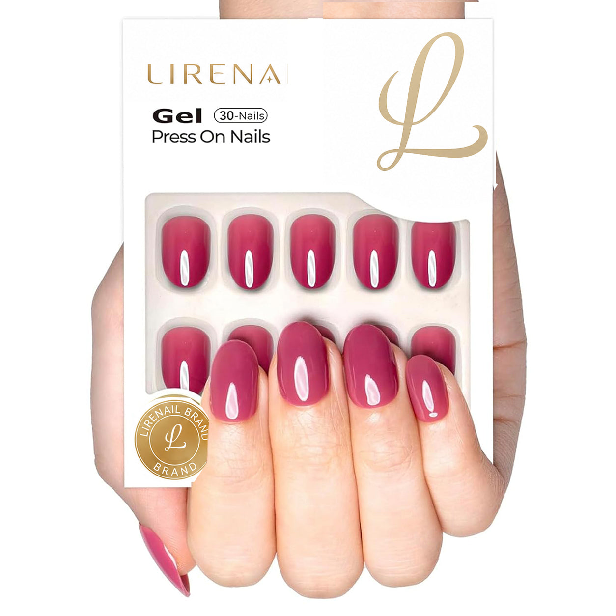 Plum Shine Gel short oval soft gel press-on nails