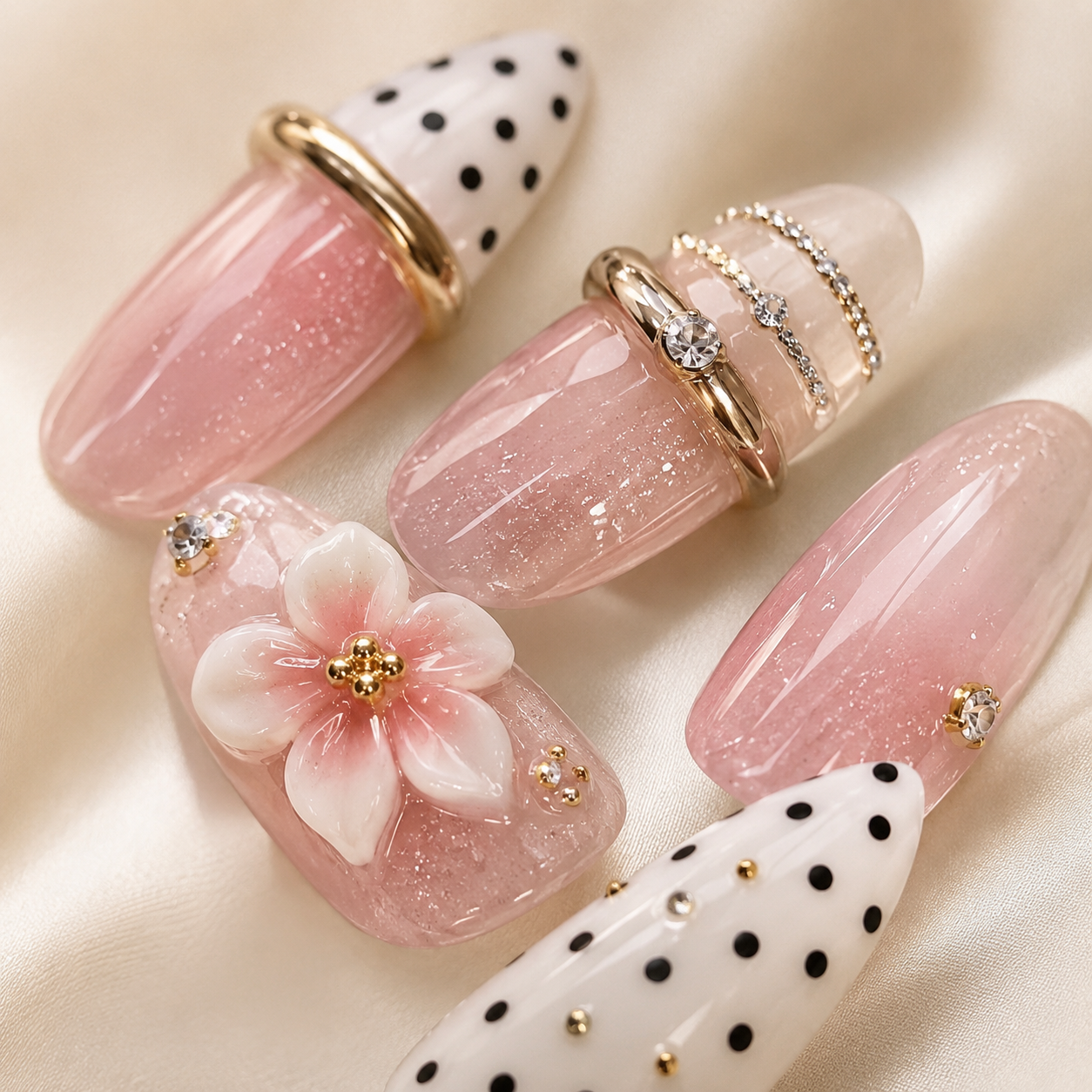 Pink Oval Short press-on nails by Lirenail - detail view