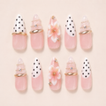 Pink Oval Short press-on nails by Lirenail - side view