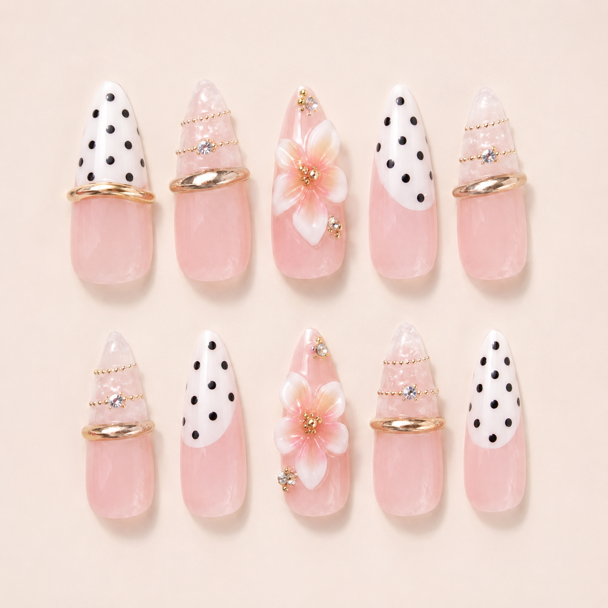 Pink Oval Short press-on nails by Lirenail - side view