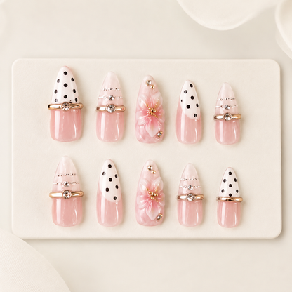 Polka Dot & Floral Press-On Nails packaging
