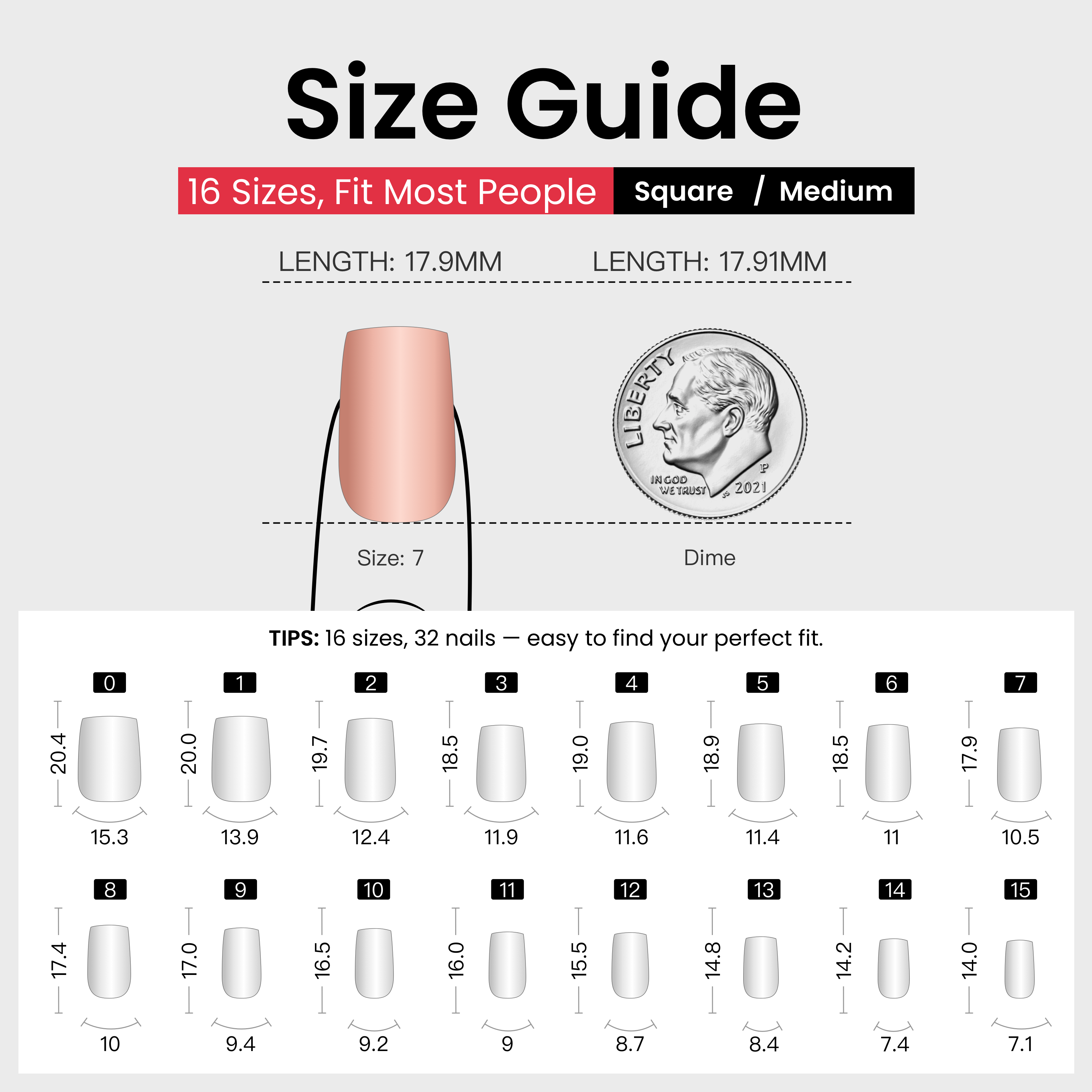 Porcelain Glow M Square medium square press-on nails