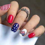 Patriotic Hearts – short Squoval press-on nails packaging