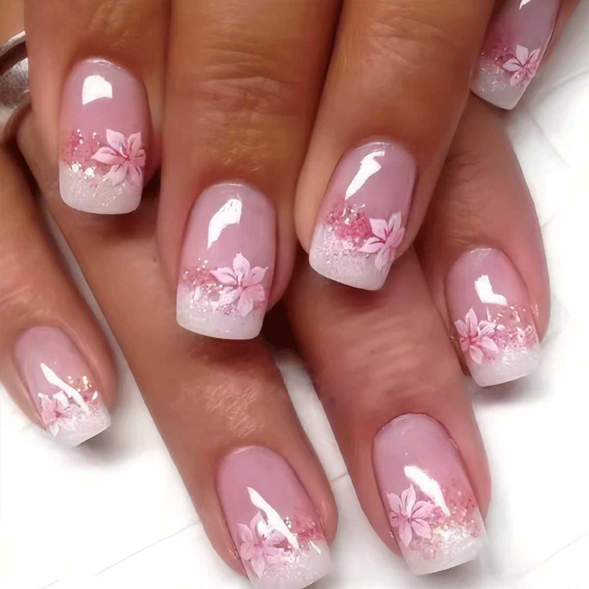 Cherry Blossom M Squoval squoval press-on nails