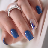 Midnight Sparkle – short Squoval press-on nails